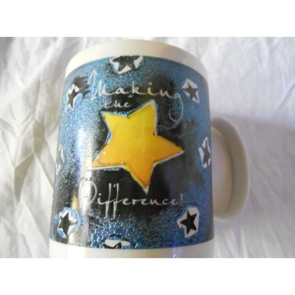 Collectible LINYI Silver Phoenix Making the Difference Coffee Mug Cup Blue Stars